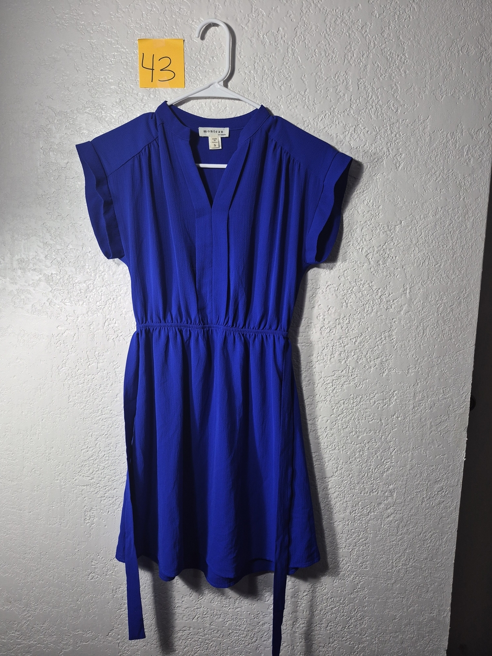 Monteau Los Angeles Womens Royal Blue V-Neck Dress - S